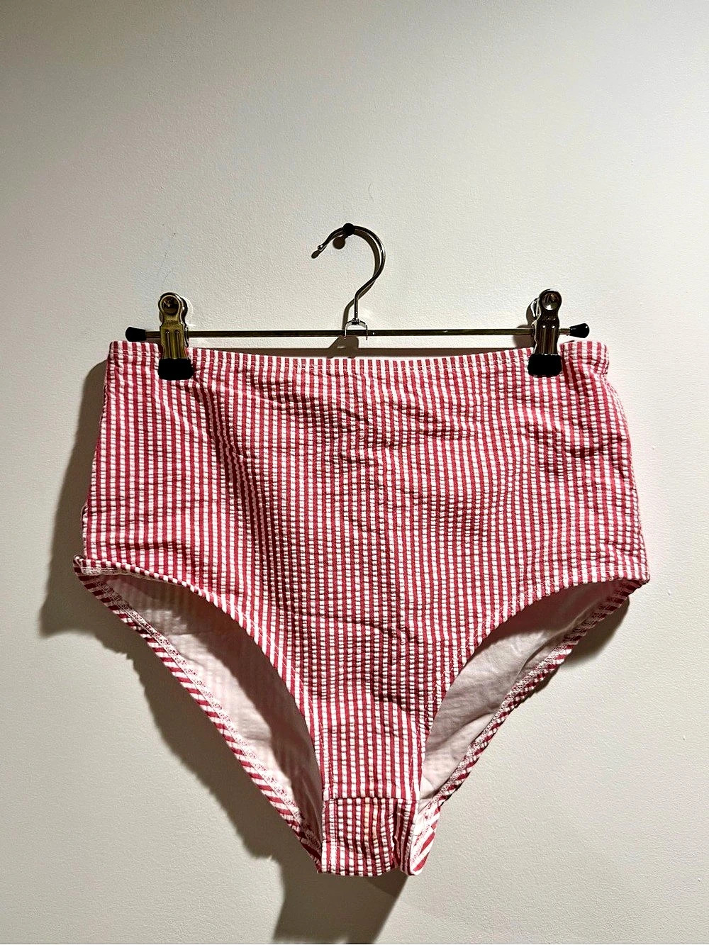 J.CREW High-Waisted Bikini Bottom in Seersucker, Size S